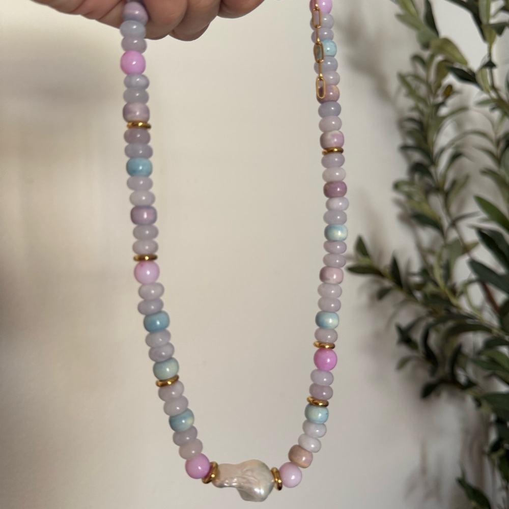 New MAYAMAR Purple Opal Beaded Baroque Pearl Necklace - Picture 4 of 8